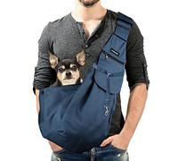 Lyneun Bolso de Hombro para Perros Pequeño, Bolsa Bandolera de Viaje para Mascotas Ajustable, Mochilas para Perros Pequeños, Bolso Transportin Perro Pequeño y Gatos para Viajes al Aire Libre (Azul)