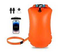 Lyneun Boya de Natación para Adultos Inflable, Flotador Natación Aire Libre Ajustable, Swim Bubble Altamente Visibilidad para Entrenamiento Acuático, Triatleta Snorkel Deportes (20L, Naranja)