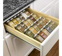 LYNK PROFESSIONAL® Spice Drawer Organizer - Heavy Gauge Steel 4 Tier Rack - Drawer Insert Tray for Spice Jars, Herbs and Seasoning - Kitchen Cabinet Storage - Silver Metallic, Medium