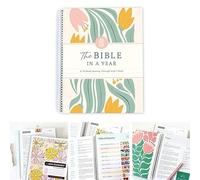 LYNMTPJ La Biblia en un año: Un estudio de 52 semanas a través de la Palabra de Dios - Guía de estudio bíblico en espiral Plan de estudio bíblico de 52 semanas for mujeres((A5 Size)1pc)