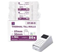 LYNNE - Rollos Papel Datafono Térmico 57x30x12mm para todos los TPV y las impresora térmica - Rollo papel térmico 57mm x 30mm x 9m - Ideal para máquinas de tarjetas de Crédito - Papel TPV [50x]
