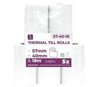 LYNNE - Rollos Papel Datafono Térmico 57x40x12mm para todos los TPV y las impresora térmica - Rollo papel térmico 57mm x 40mm x 18m - Ideal para máquinas de tarjetas de Crédito - Papel TPV [5x]