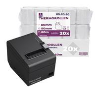 LYNNE - Rollos Papel Termico 80x80 para Impresora de Tickets - Para caja registradora con impresora de recibos - Papel impresora Termica 80x80x12 - Rollo Papel térmico 80mm x 80mm x 80m - [20x]