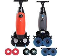 LYNNEYING Fregadora con 43cm Doble Cepillo, Fregadora Industrial Comercial, Mini Manual, Cabezal Rotativo 360°, 1200 m²/h, Motor 350 RPM,Eléctrica Inalámbrica Portátil para Hotel Y Negocios(Red)