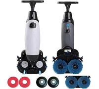 LYNNEYING Mini Fregadora, Máquina Industrial, Manual, 43cm Cabezal Rotativo 360°, 1200 m²/h, Motor 350 RPM, Eléctrica Inalámbrica Portátil para Supermercado Y Fábrica(White)