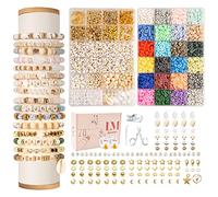 Lynnmos Abaorios para Hacer Pulseras, Kit 8000+ Piezas, Cuentas Heishi Planas 6mm, 2 Cajas de Letras DIY, Creación Pulseras Collares Regalo Niñas - Pulseras de la Amistad