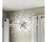 LynPon Araña de Cromo Lampara Techo Níquel Cristal 8 Luces Sputnik Lámparas de Araña Hierro Industrial Vintage Iluminación para Cocina, Comedor, Dormitorio, Sala