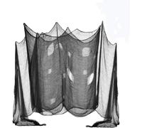 Lynqvor Tela decorativa para Halloween, color negro, 1 paño de 1,2 x 6 m, gasa gruesa con agujeros, decoración espeluznante para puerta, pared, ventana, escalera, jardín, fiesta y sesión de fotos