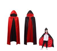 Lynqvor1 Capa Vampiro Niño Negra Roja, 90 cm, con Capucha Reversible