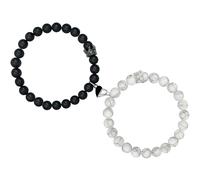 LYNROW Pulseras para parejas con cierre magnético en forma de corazón, románticas a juego para él y ella, regalos memorables de larga distancia