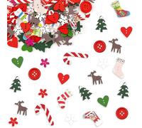 LYNSAN 100 unidades de decoración de mesa de Navidad de madera, confeti, copos de nieve, decoración navideña, confeti de Navidad, decoración navideña para Navidad, Año Nuevo, multicolor