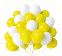 LYNSP Globos amarillos y blancos, paquete de 100 globos de helio de látex blanco y amarillo de 12 pulgadas para cumpleaños, baby shower, compromiso, aniversario, decoración de despedida de soltera