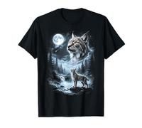 Lynx Aullando a la Luna 90's Retro Camiseta