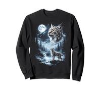 Lynx Aullando a la Luna 90's Retro Sudadera