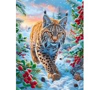 Lynx Dans la forêt montagneuse enneigée Rompecabezas 500 Piezas Cartón para Adultos Y Adolescentes Mitos Animal Planta para Coleccionistas Decoración Única Hogar Antiestrés Regalo Reyes Magos 500 PCS