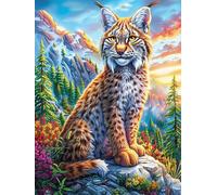 Lynx dans le jardin fleuri de montagne Rompecabezas 300 Piezas Cartón Resistente Para Principiantes Animal cuento de hadas fantástico Ocio Doméstico Reducir Estrés Decoración Hogar Regalo Ideal 300 PC
