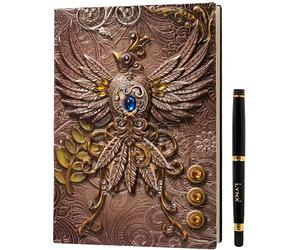 LYNX DND Cuaderno/Libreta de 200 Páginas con Fénix Rosa 3D Cuero Sintético - Notebook, Diario, Journal Compatible con D&D, Dungeons & Dragons, Dragones y Mazmorras, RPG. Regalo para Dungeon Master