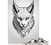Lynx Head Tribal Rompecabezas Imposible,desafío for Adults Juego Educativo 1000 Piezas Obra De Arte De Juego De para Adultos Y Niños A Partir De 12 Años 1000pcs (38x26cm)