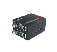 Lynxcel Convertidor de medios de fibra Gigabit a Ethernet, convertidor de medios de fibra monomodo con 2 módulos Bidi SFP SMF LC, 10/100/1000Base-TX a 1000Base-FX SFP a RJ45, hasta 20 km, 1 par