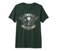 Lynyrd Skynyrd - Alas de Calavera Plateadas, Cuello Rojo y rockero Vintage Camiseta Premium