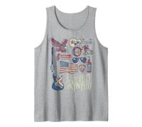 Lynyrd Skynyrd Collage Sweet Home Alabama - Banda de Motociclista con Bandera de Estados Unidos Camiseta sin Mangas, Hombre, Gris Jaspeado, XL