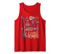 Lynyrd Skynyrd Collage Sweet Home Alabama - Banda de Motociclista con Bandera de Estados Unidos Camiseta sin Mangas, Hombre, Rojo, XL