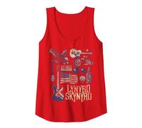 Lynyrd Skynyrd Collage Sweet Home Alabama - Banda de Motociclista con Bandera de Estados Unidos Camiseta sin Mangas, Mujer, Rojo, XL
