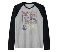 Lynyrd Skynyrd Collage Sweet Home Alabama - Banda de Motociclista con Bandera de Estados Unidos Camiseta Manga Raglan