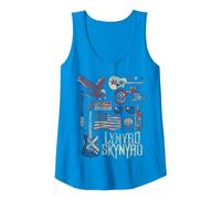 Lynyrd Skynyrd Collage Sweet Home Alabama - Banda de Motociclista con Bandera de Estados Unidos Camiseta sin Mangas, Mujer, Zafiro, S