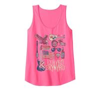 Lynyrd Skynyrd Collage Sweet Home Alabama - Banda de Motociclista con Bandera de Estados Unidos Camiseta sin Mangas, Mujer, Rosado Neón, M