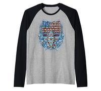 Lynyrd Skynyrd Steer Bandera de Estados Unidos Southern Rock Retro 80s Camiseta Manga Raglan