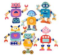LYOKELC Montessori - Juguete de madera para niños a partir de 33 años, juguete de motricidad con diseño de robot, juguete de construcción para niños, fomenta la motricidad fina y el pensamiento lógico