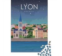 Lyon Francia Noche 1000 Piezas Cartón Resistente Puzzle para Adultos Portátil Actividad Vinculación Familiar Ocio En Casa Desafiante Divertido 70x50cm/1000pcs