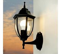 LYON Lámpara de pared exterior con brazo estilo marítimo negro A:33,5 cm E27 Aplique de estilo retro Farol para el jardín de casa