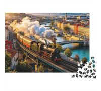 Lyon Puzzles for Elderly 1000 Piezas Recyclable Paper Steam Train Puzzle para Adultos Interesting Family Game Props Accesorios para Juegos de Fiesta for Hogar 38x26cm/1000pcs