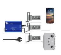 LYONGTECH Cargador de batería 5 en 1 para DJI Air 3S, Air 3 Drone, carga 3 baterías y 2 puertos USB al mismo tiempo, estación de carga de batería paralela Hub Accesorios