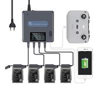 LYONGTECH Cargador de batería con pantalla LCD para DJI Mavic 2 Pro/Zoom, carga 4 baterías y 2 puertos USB al mismo tiempo, estación de carga de batería paralela 6 en 1, accesorios