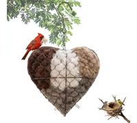 Lyoveu Corazón De Nido De Pájaros De Fibra Hecha A Mano,Nido De Colibrí Rellenable Winter Tree Shelter For Wild Bird, For Outside Garden Art Birdhouse, Gifts For Birds Lovers(A)