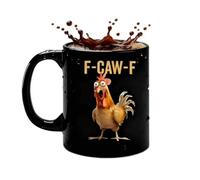 Lyoveu taza divertida de pollo f caw f,novelty mug,Novelty Ceramic Mug Creative Mug With Non-Slip Handle,azas De Café De Halloween, Tazas De Té De Leche De Gallo Novedoso Para Regalos De Amantes-A