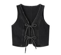 LYP-DEINEOMGS Chaleco Vaquero for Mujer, sin Mangas, versátil for la Oficina y Fiestas.(Dark Grey,M)