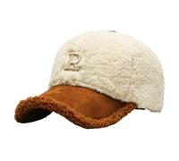 LYP-DEINEOMGS Lambs Wool Baseball Cap For Winter Warmth Soft Adjustable Fit Outdoor Cap Cozy Comfort Design Breathable Everyday Wear Seasonal Headwear Stylish Cold Weather(White Brown_56-60cm 2pcs)