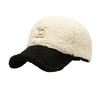 LYP-DEINEOMGS Lambs Wool Baseball Cap For Winter Warmth Soft Adjustable Fit Outdoor Cap Cozy Comfort Design Breathable Everyday Wear Seasonal Headwear Stylish Cold Weather(White Black_56-60cm 2pcs)