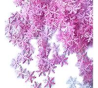LYPER 300 piezas de confeti de copos de nieve rosa para Navidad, país de las maravillas de invierno, fiesta congelada, adornos de copo de nieve de plástico grande con purpurina, cumpleaños, fiestas