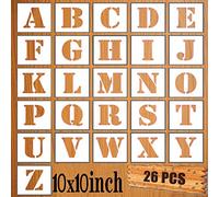 LYPER Juego de plantillas de 10x10 pulgadas, 26 unidades de plástico reutilizables, para alfabetos, plantillas de aprendizaje para pintar pared de madera,decoración del hogar,proyectos de manualidades