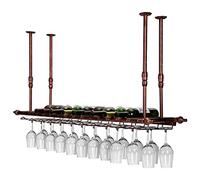 LYPGA Estante para copas de vino, soporte colgante para botellas de vino, decoración de techo vintage, altura y ancho ajustables, para cocina y bares, fijaciones incluidas (bronce, 60 cm x 30 cm)
