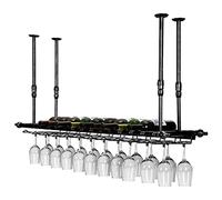 LYPGA Estante para copas de vino, soporte para colgar, soporte para botellas vintage, decoración de techo ajustable, fijaciones incluidas (negro, 80 x 30 cm)