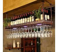 LYPGA Perchero de vinos al revés Estilo Simple Colgador de Vidrio de Vino Colgante de Hierro Estante de decoración de Techo para Bares, restaurantes, cocinas (Color : Bronce, Tamaño : 80 * 35cm)