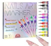LYPPUL 12 Colores Bolígrafo De Uñas, Nail Art Point Grafiti Pen Set, Bolígrafo De Uñas Nail Art 3D, Pen Manicure Bolígrafo para Dibujar para DIY Dotting para Diseño de Uñas y Salones de Uñas