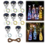 LYPPUL 8 Piezas 2m 20LED Luces Solares para Botellas, Luces para Botellas Corchos de Diamantes, Luz Impermeables para Botellas de Vino para Fiestas Navidad decoración iluminación interior