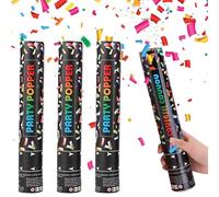 LYPPUL Cañón Confeti Multicolor, 4Pcs Lanzador Confeti Cumpleaños, 30cm Confetti Cañón Biodegradable, Bengalas de Humo de Colores para Graduación Boda Cumpleaños Baby Shower